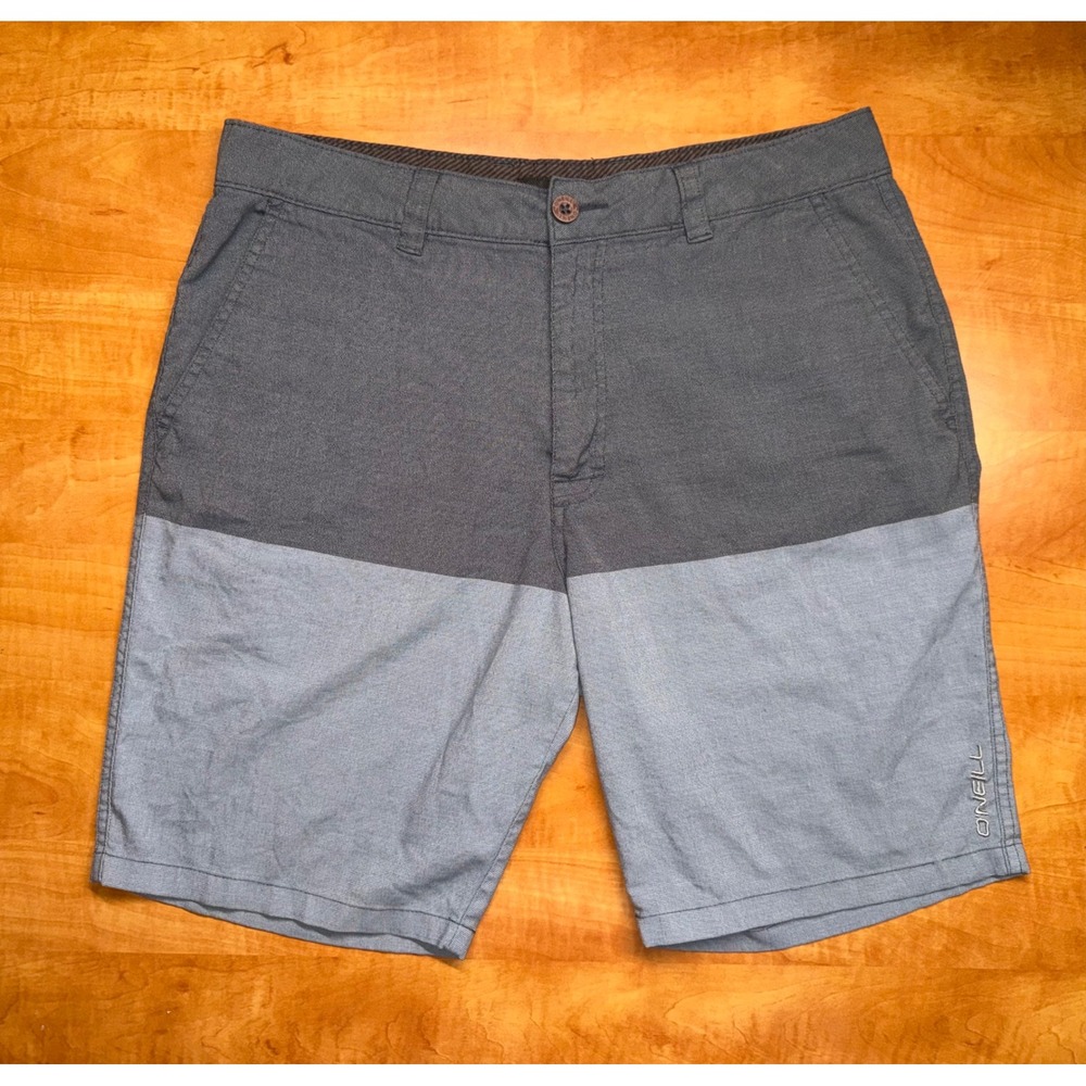 ONeill Mens Hybrid Walk Shorts Grey Blue Colorblock Size 33 Stretch Boardshorts